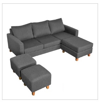 Sofa Sillon Esquinero Clarenc + 3 Puff Lino Alpha Antidesgarro