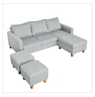 Sofa Sillon Esquinero Clarenc + 3 Puff Lino Alpha Antidesgarro