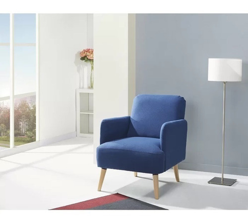Sillón Sofá Nórdico Vintage Emery 1 Cuerpo Lino Antidesgarros