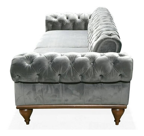 Sillón Moderno Vintage Capitoné Agnes 3 Cuerpos Pana Antimancha