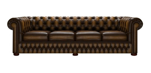 Sillón Chesterfied Lord Capitoné 4 Plazas Cuero 100% Vacuno