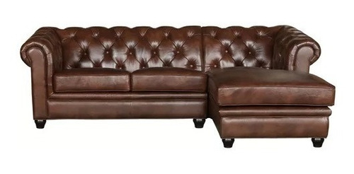 Sillón Esquinero Chesterfield Capitoné 3 Cuerpos Ecocuero