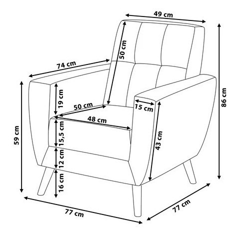 Combo Nórdico Vintage Aron 2 Sillones 1 Cuerpo + 2 Banquetas Lino Antidesgarros