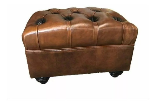 Puff Banqueta Capitone de Cuero Vacuno