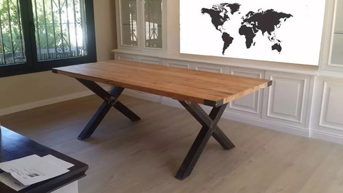 Mesa Industrial Comedor Madera Y Hierro 180x90x75