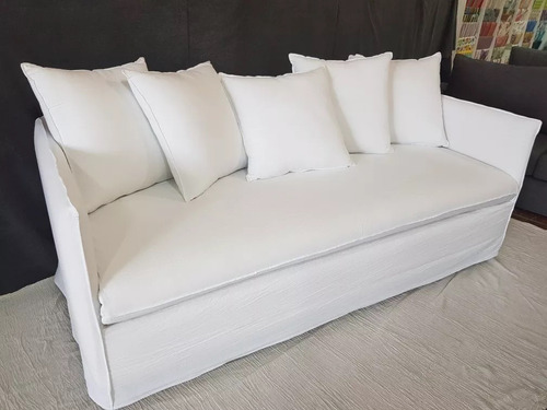 Combo Living Ghost Sofá 3 Cuerpos + 2 Sillones Un Cuerpo + 1 Puff Funda Tussor