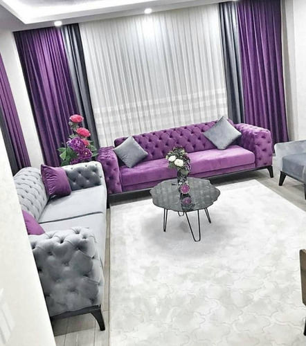 Sillón Moderno Vintage Capitoné Agnes 3 Cuerpos Pana Antimancha