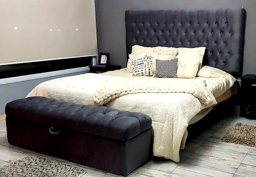 Respaldo Sommier Capitone Colgante 2 Plazas Ecocuero