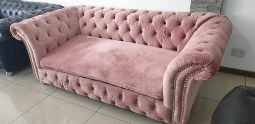 Sillón Chesterfield Churchill Diamont 2 Cuerpos Pana Antimancha