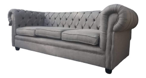 Sillón Chesterfield 3 Cuerpos Lino Antidesgarros