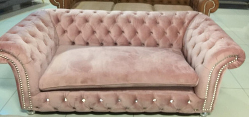 Sillón Chesterfield Churchill Diamont 2 Cuerpos Pana Antimancha