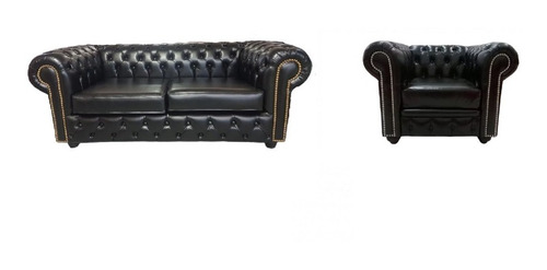 Combo Chesterfield Jorge V Sillón 2 Cuerpos + Sofá 1 Cuerpo Ecocuero