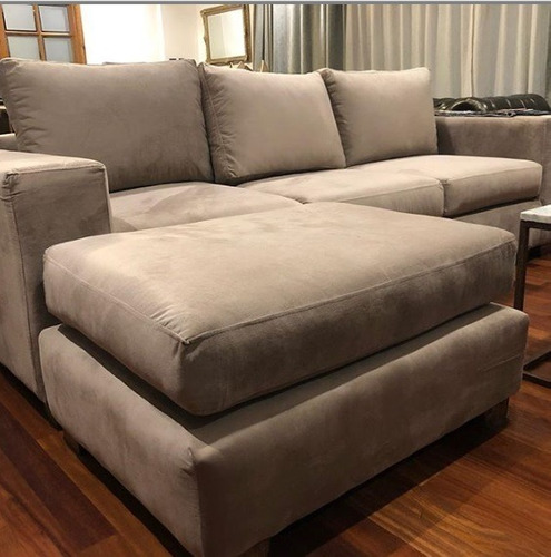 Sillón Esquinero Rouge 3 Cuerpos Puff Movible Lino Antidesgarros