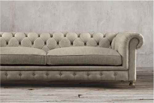 Sillón Chesterfield 3 Cuerpos Lino Antidesgarros