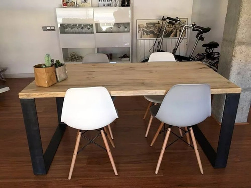 Mesa Industrial Comedor Madera Y Hierro Box 160x90x76