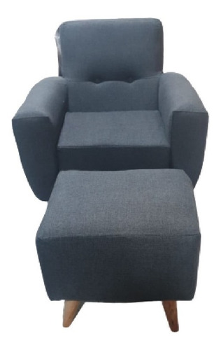 Combo Nórdico Vintage Aron 2 Sillones 1 Cuerpo + 2 Banquetas Lino Antidesgarros