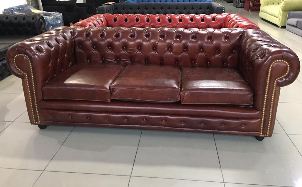 Sillón Chesterfield 3 Cuerpos Cuero 100% Vacuno