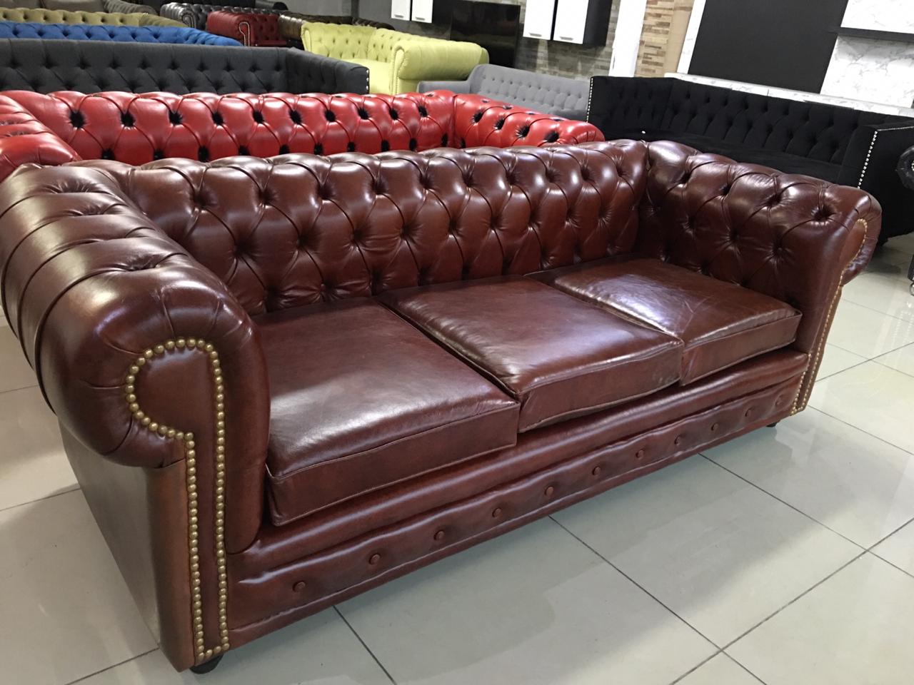 Sillón Chesterfield 3 Cuerpos Cuero 100% Vacuno