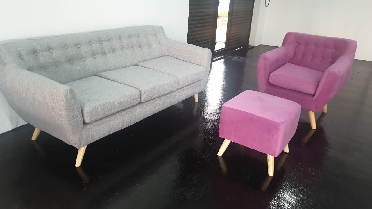 Banqueta Nórdico En Lino Antidesgarro