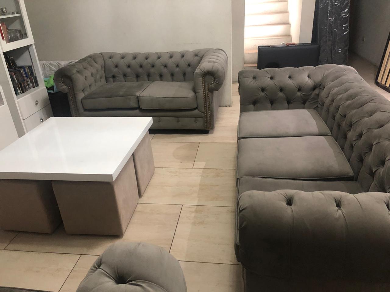 Sillón Chesterfied 2 Cuerpos Pana Antimanchas