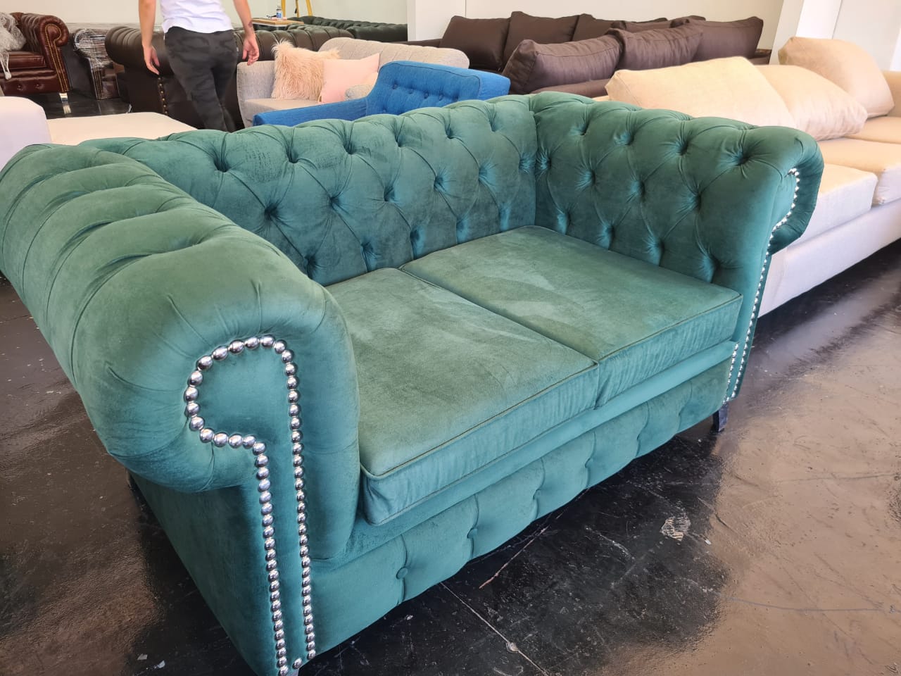 Sillón Chesterfied 2 Cuerpos Pana Antimanchas