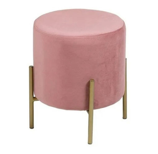 Puff Banco Redondo Abderus Rosa Pana Base Hierro