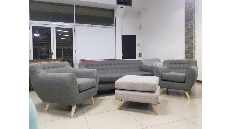 Combo Nórdico Sillón 3 Cuerpos + 2 Sillones De Un Cuerpo Lino Antidesgarros