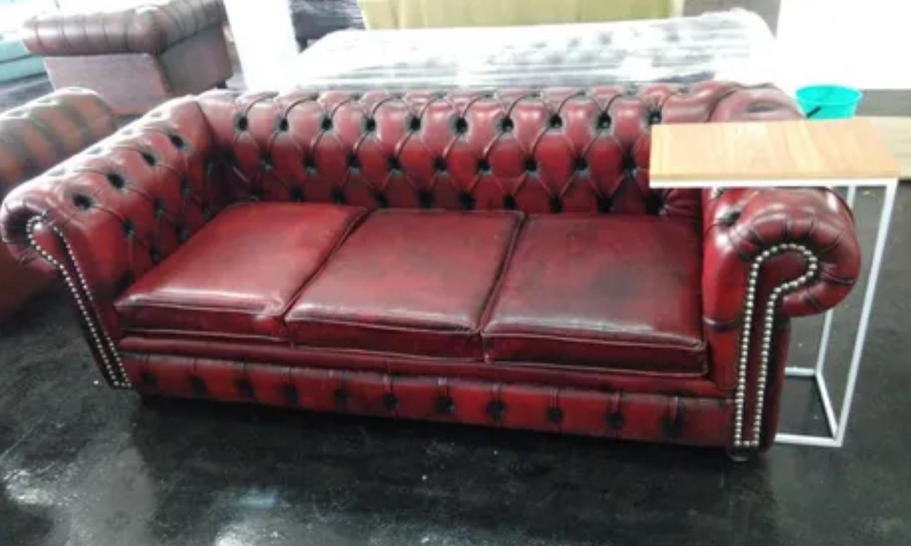 Chesterfield 3 Cuerpos Ecocuero De Marroquinería Intervenido