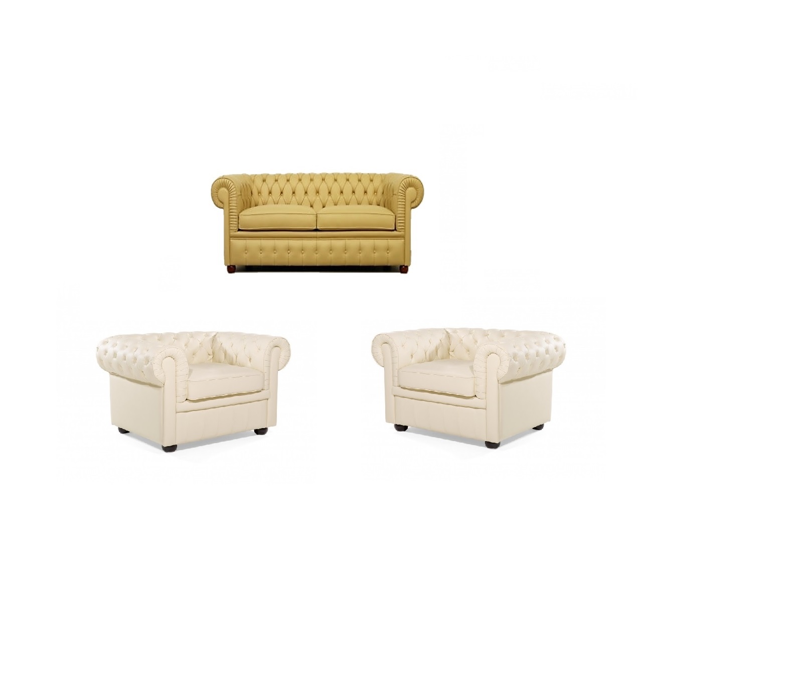 Combo Chesterfield Sillón 2 Cuerpos+ 2 Sofas 1 Cuerpo Ecocuero
