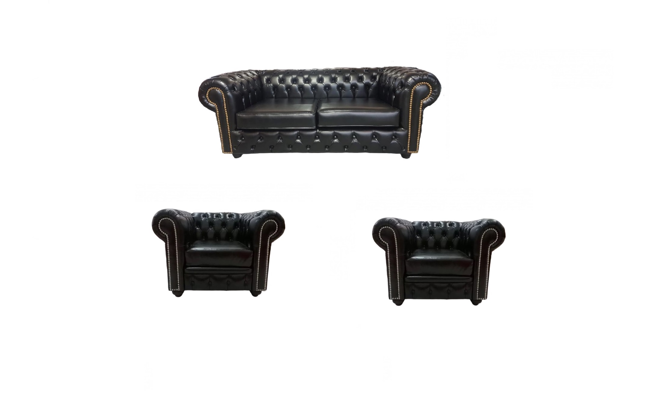 Combo Chesterfield Sillón 2 Cuerpos+ 2 Sofas 1 Cuerpo Ecocuero