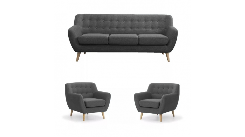 Combo Nórdico Sillón 3 Cuerpos + 2 Sillones De Un Cuerpo Lino Antidesgarros