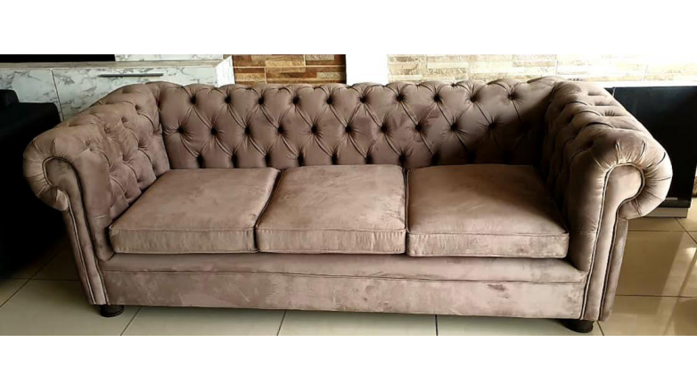 Sillón Chesterfield Tres Cuerpos Pana Antimanchas