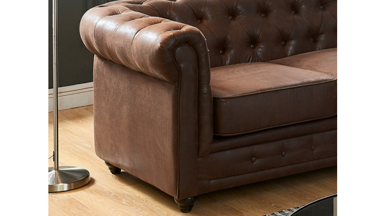 Sillón Sofá Esquinero Chesterfield 5 Cuerpos Cuero Vacuno Quebrado