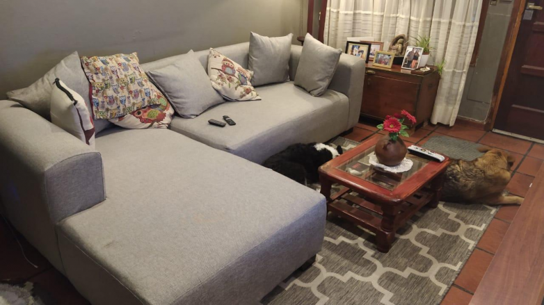 Esquinero Eliseo 3 Cuerpos + Puff Pana Antimanchas