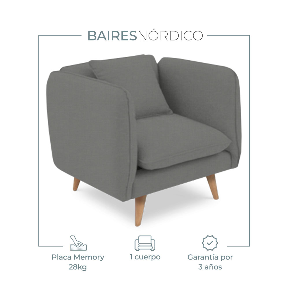 Sillón Sofá Nórdico Mandarina 1 Cuerpo