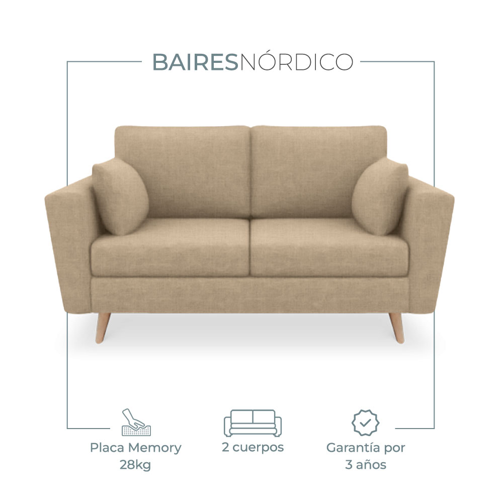 Sillón Sofá Nórdico Vintage Dymas 2 Cuerpos