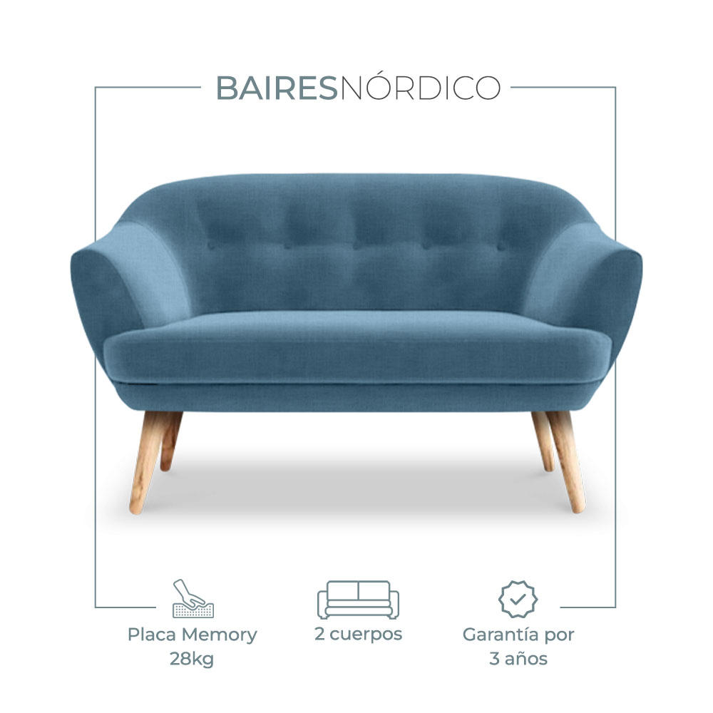 Sillón Sofá Nórdico Quiron 2 Cuerpos