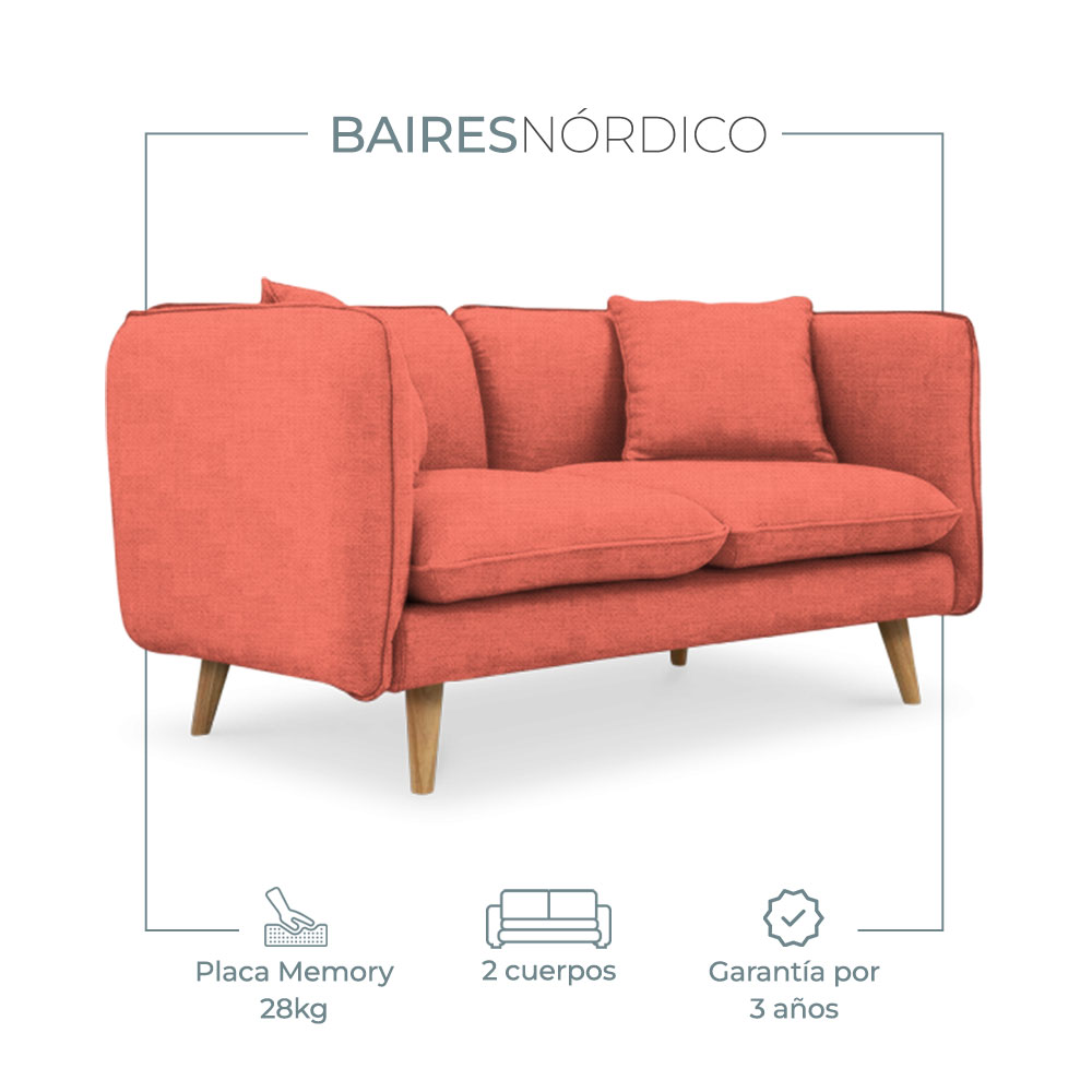 Sillon Sofa Nordico Mandarina 2 Cuerpos