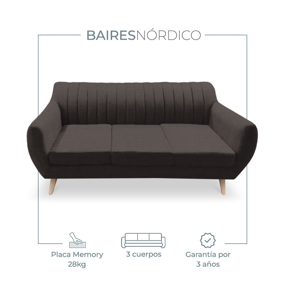 Sillón Nórdico Vintage Daven 3 Cuerpos