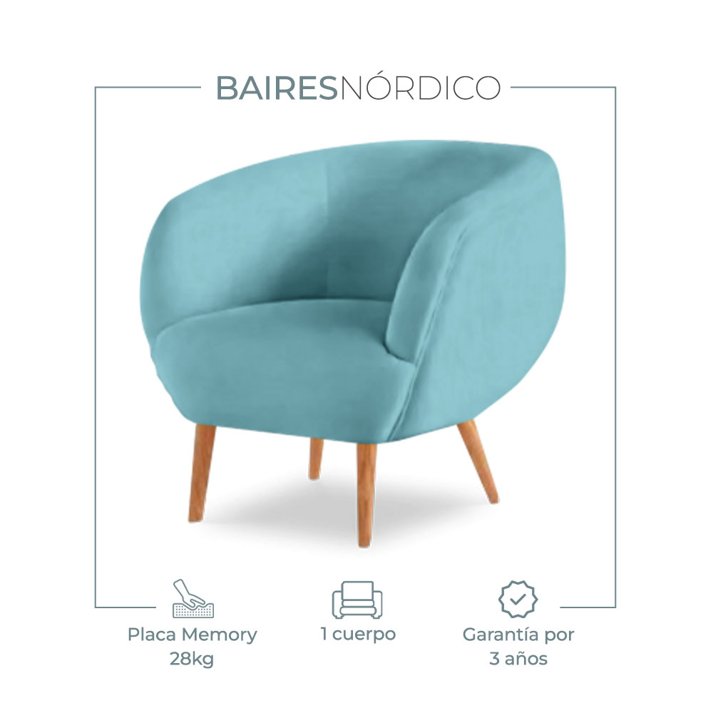 Sillón Sofá Nórdico Vintage Dino 1 Cuerpo