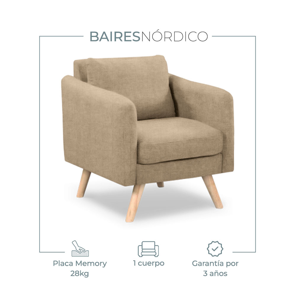 Sillón Nórdico Vintage Miller 1 Cuerpo