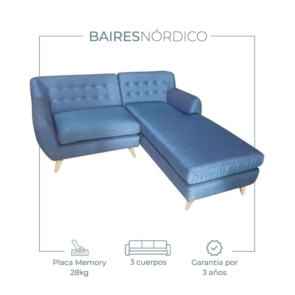 Sillón Sofá Esquinero Nórdico 3 Cuerpos Lino Antidesgarros